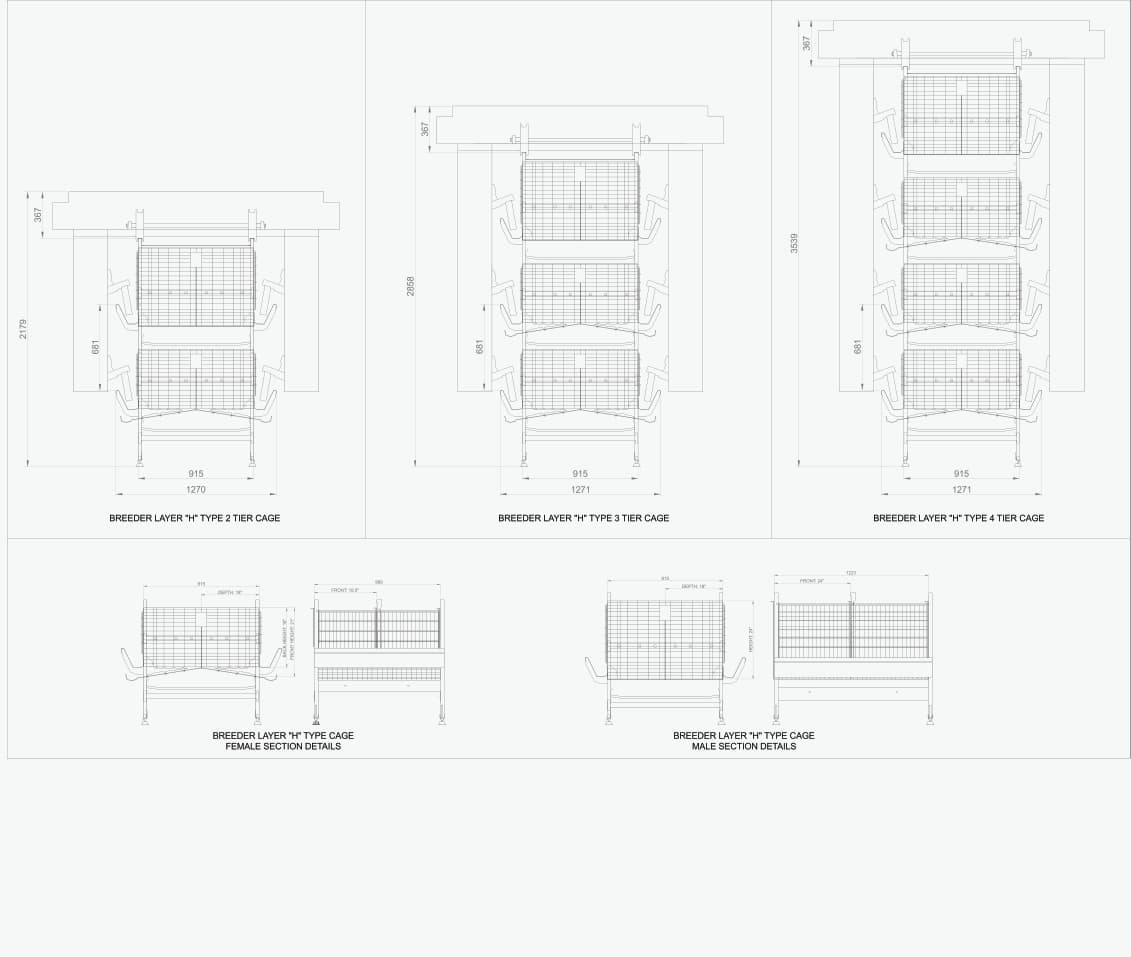 FT495 H Type Broiler Breeder Cage
